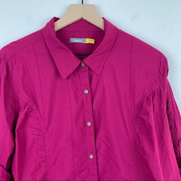 Cabelas Button up Hiking Nylon Camping Shirt Roll Tab Long Sleeve Plus Size 2XL - Picture 7 of 10